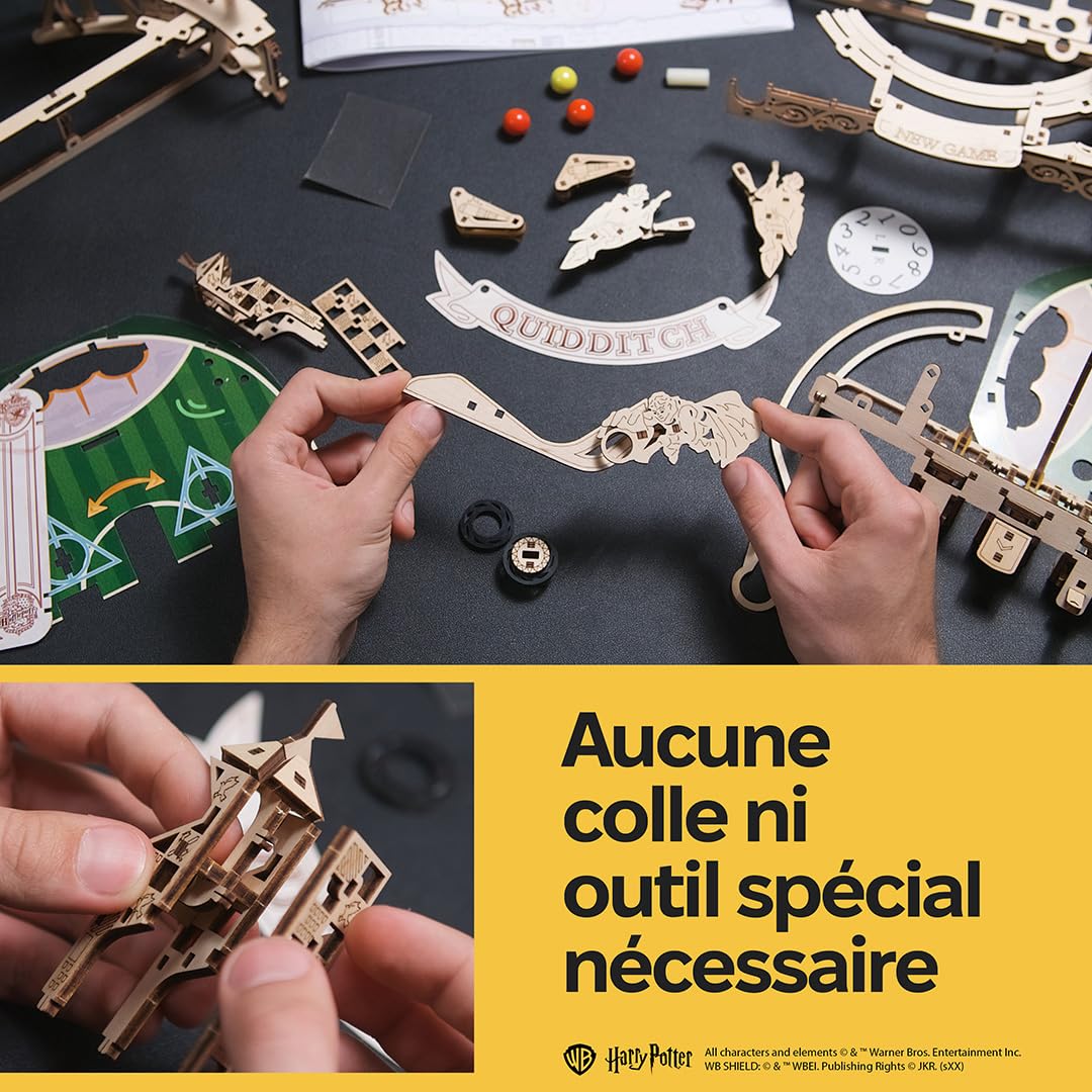 Ugears Machine Flipper Quidditch 3D Puzzle - Harry Potter Puzzles 3D en Bois pour Adultes - Kit DIY avec Flippers Fonctionnels - Kits de Modèles Mécaniques en Bois Fête des Pères - 402 Pièces