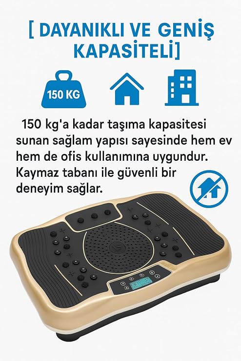 Coverzone Titreşimli Egzersiz ve Masaj Plakası | 1-120 Kademe Ayarlanabilir Hız | 200W Güçlü Motor | 150kg Taşıma Kapasitesi | Bluetooth Müzik Destekli Fitness | 74 x 13 x 40 cm | 750