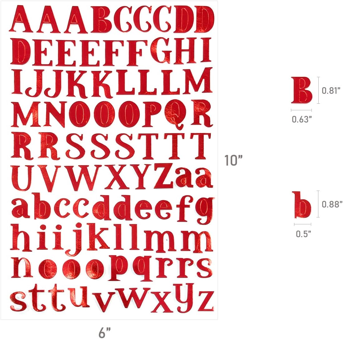 allydrew Metallic Alphabet Letters and Numbers Adhesive Stickers for Scrapbooking, Stationery, Arts & Crafts Projects, Decals and Signage (12 Sheets)