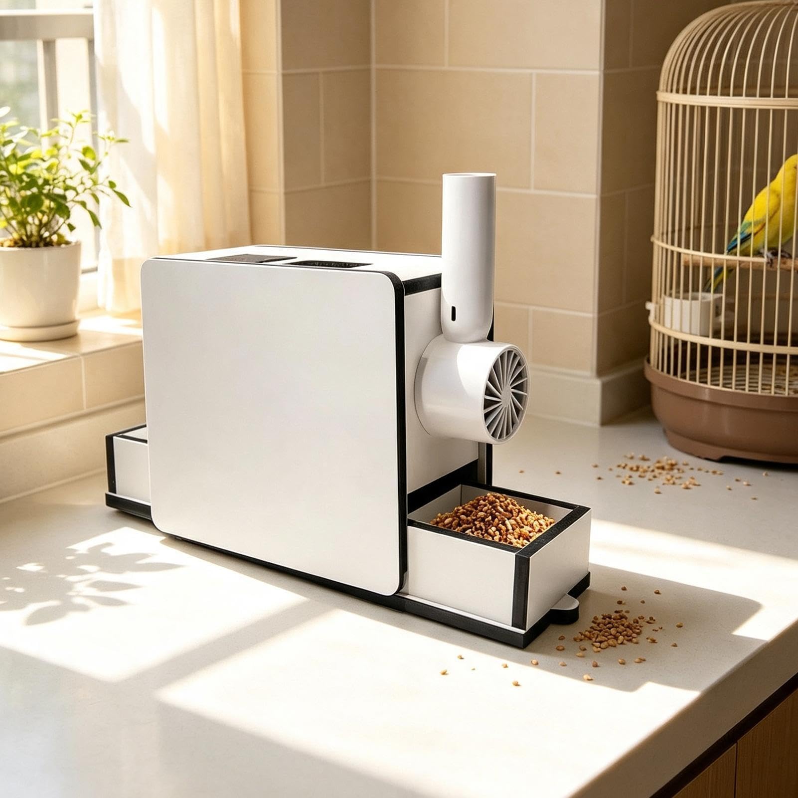 Soffiatore per uccelli Separatore per cereali e sgusciatore con cassetto