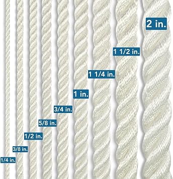 Polyester Rope | White | 3 Strand Twisted | 100% Polyester | 2 in. x 50 feet
