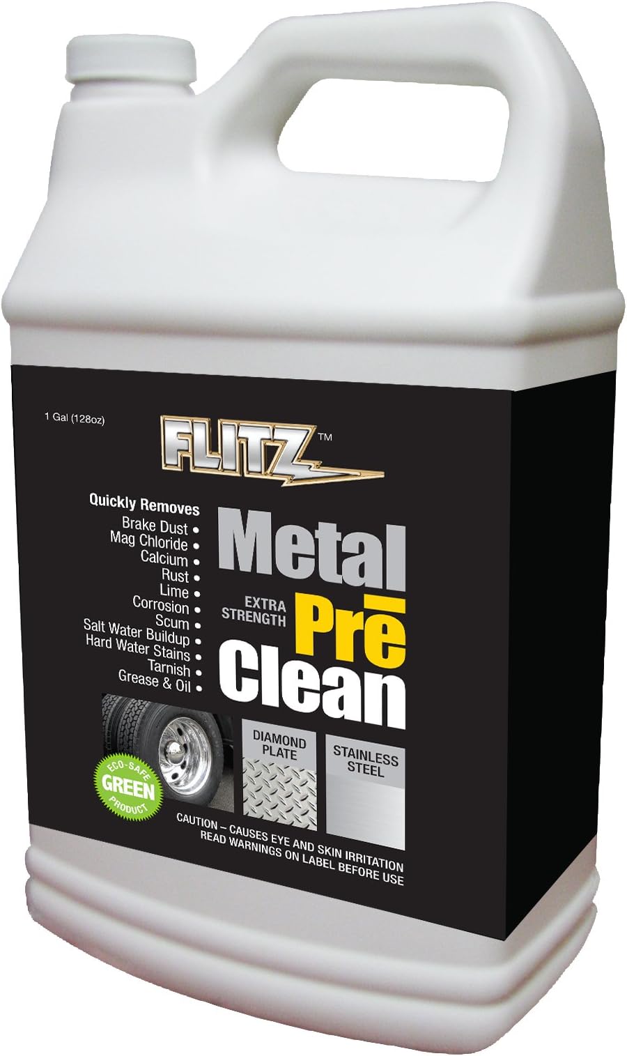 FLITZMetal Pre-Clean - 1 Gallon of USA-Made Stainless Steel Cleaner - Works on Aluminum, Brass, Copper, & More - Tarnish, Rust Remover for Metals - Non-Abrasive Aluminum Deoxidizer (1 Pack)