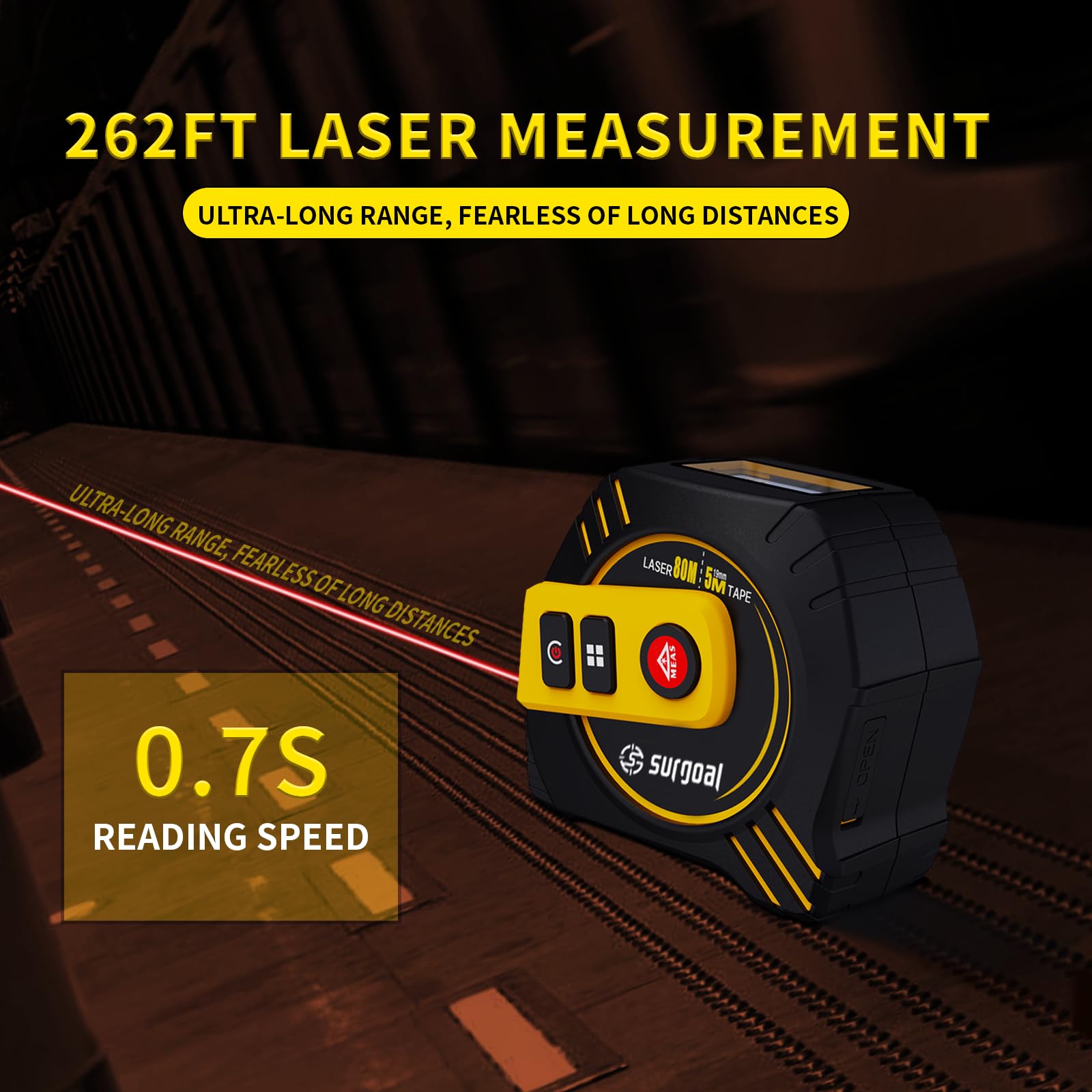 2-in-1 Laser Tape Measure USB-C Recharge 262Ft Laser & 16Ft Tape Red-Beam — Amazon image 5