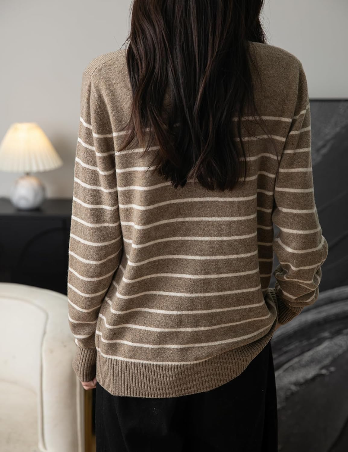 Chanyarn Women's 100% Merino Wool Sweater 2025 Fall Winter Crew Neck Striped Long Sleeve Warm Soft Knit Sweater - Image 6