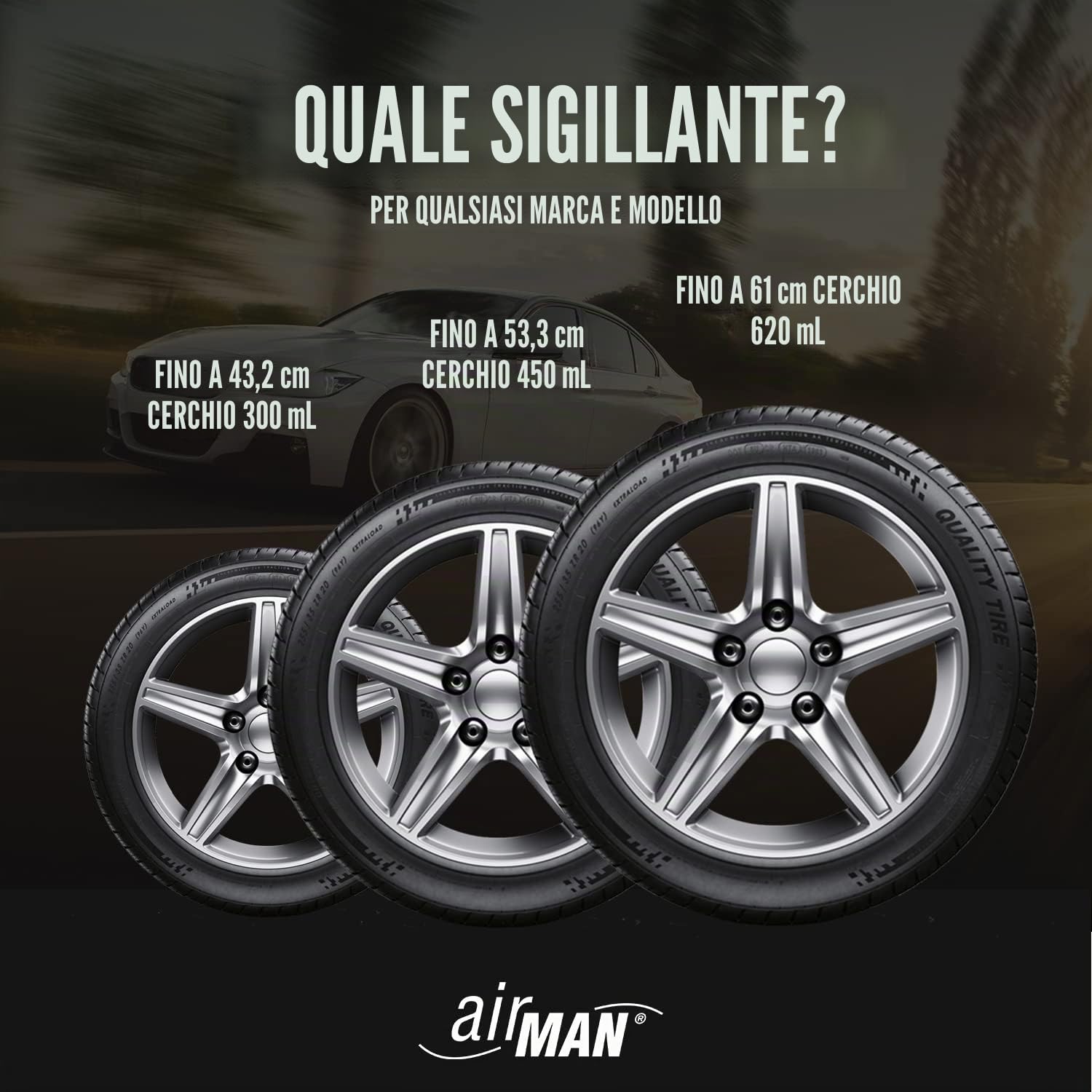 AirMan 65-005-011 ATVT HB Sigillante per riparazione pneumatici, 450 ml, tubo a colori assortiti