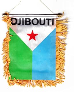 Djibouti Fringed Rear-View Mirror Window Hanging Flag with Suction Cup