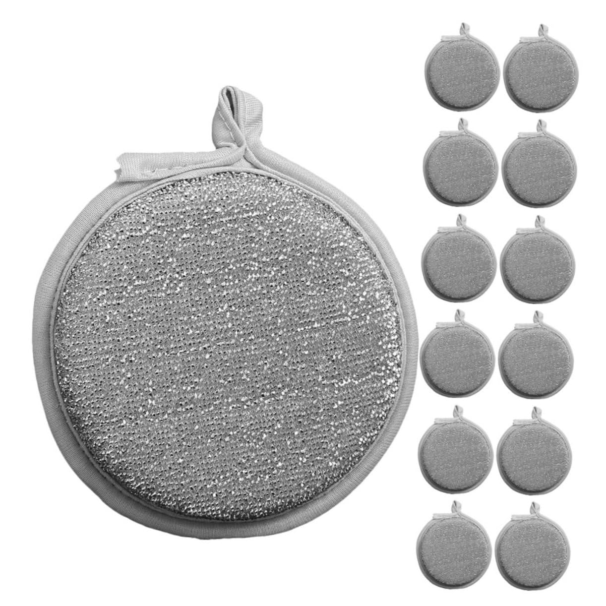 VALICLUD Paquete de 20 Esponjas de Limpieza para Cocina y Baño, Reutilizables, de Doble Cara Nailon y Esponja, Alta Absorción y Antiadherentes Color Plata para Lavar Platos