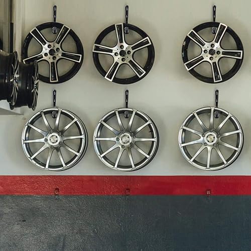 Miniatura 5 de Gancho de almacenamiento de garaje resistente, paquete de 8 ganchos de escalera para montaje en pared con brazo jumbo de 12.7 pulgadas, ganchos