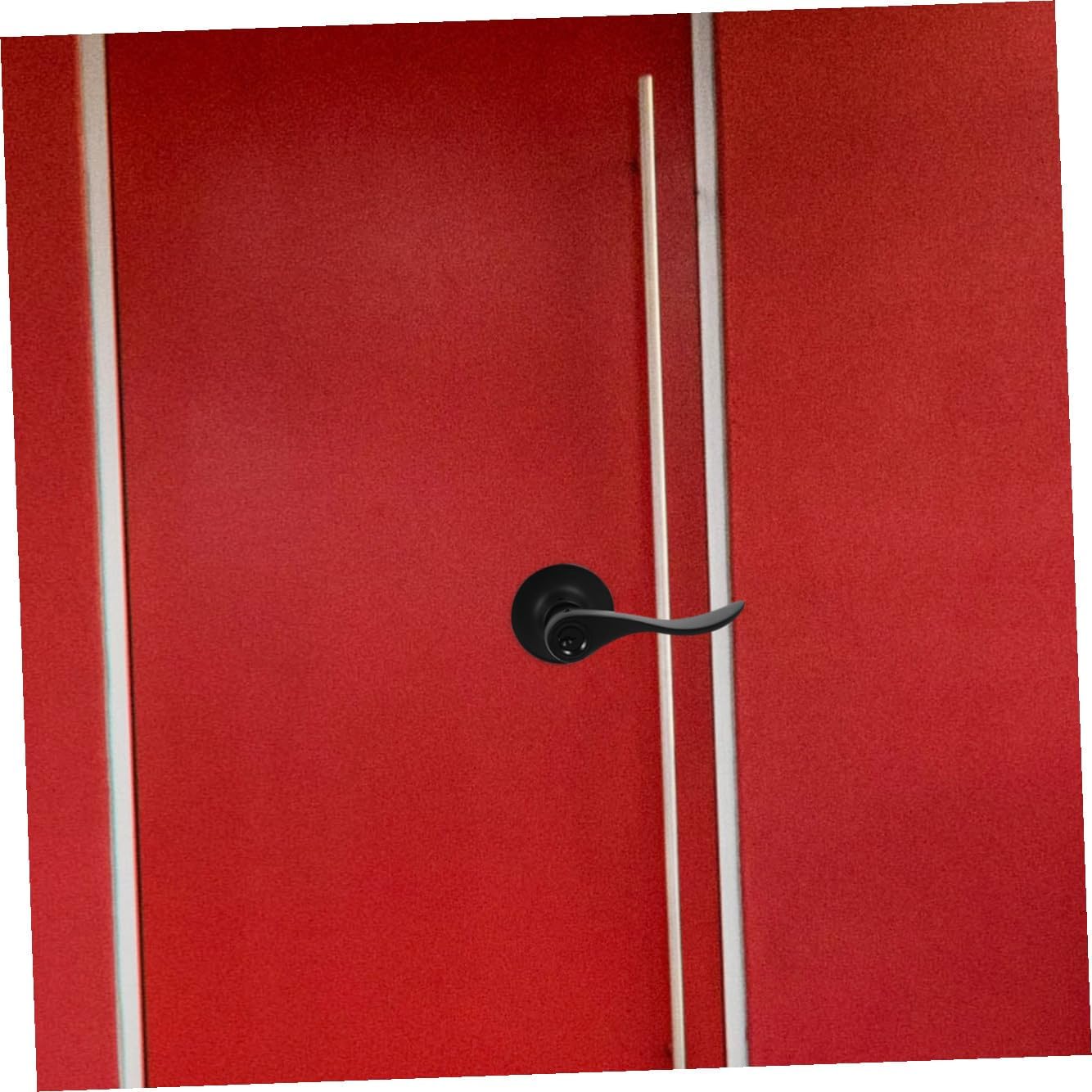 Homoyoyo Door Lever Lock Bedroom Door Handle with Lock Black Round Hole Security Handle for Bathroom