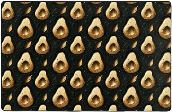 Area Rugs for Living Room Decor - Anti Slip Throw Washable Rugs 3x5, Gold Avocado Leaves Print Indoor Soft Carpet for Bedroom/Room/Living/Dining 60x39 Inch