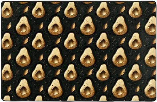 Area Rugs for Living Room Decor - Anti Slip Throw Washable Rugs 3x5, Gold Avocado Leaves Print Indoor Soft Carpet for Bedroom/Room/Living/Dining 60x39 Inch