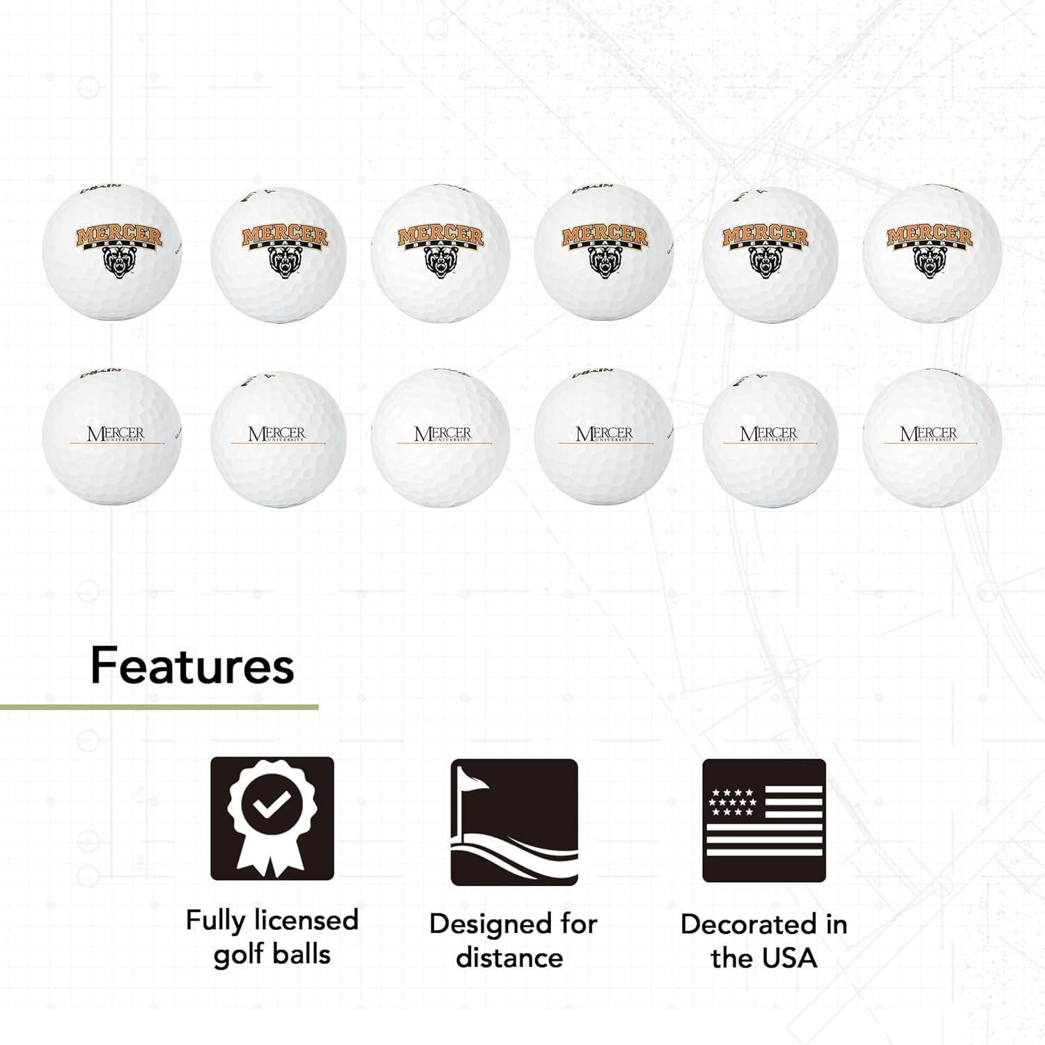 Desert Cactus Mercer University Golf Balls 12 Pack – MU Bears Full Color Dozen – Officially Licensed Sport Team Accessory
