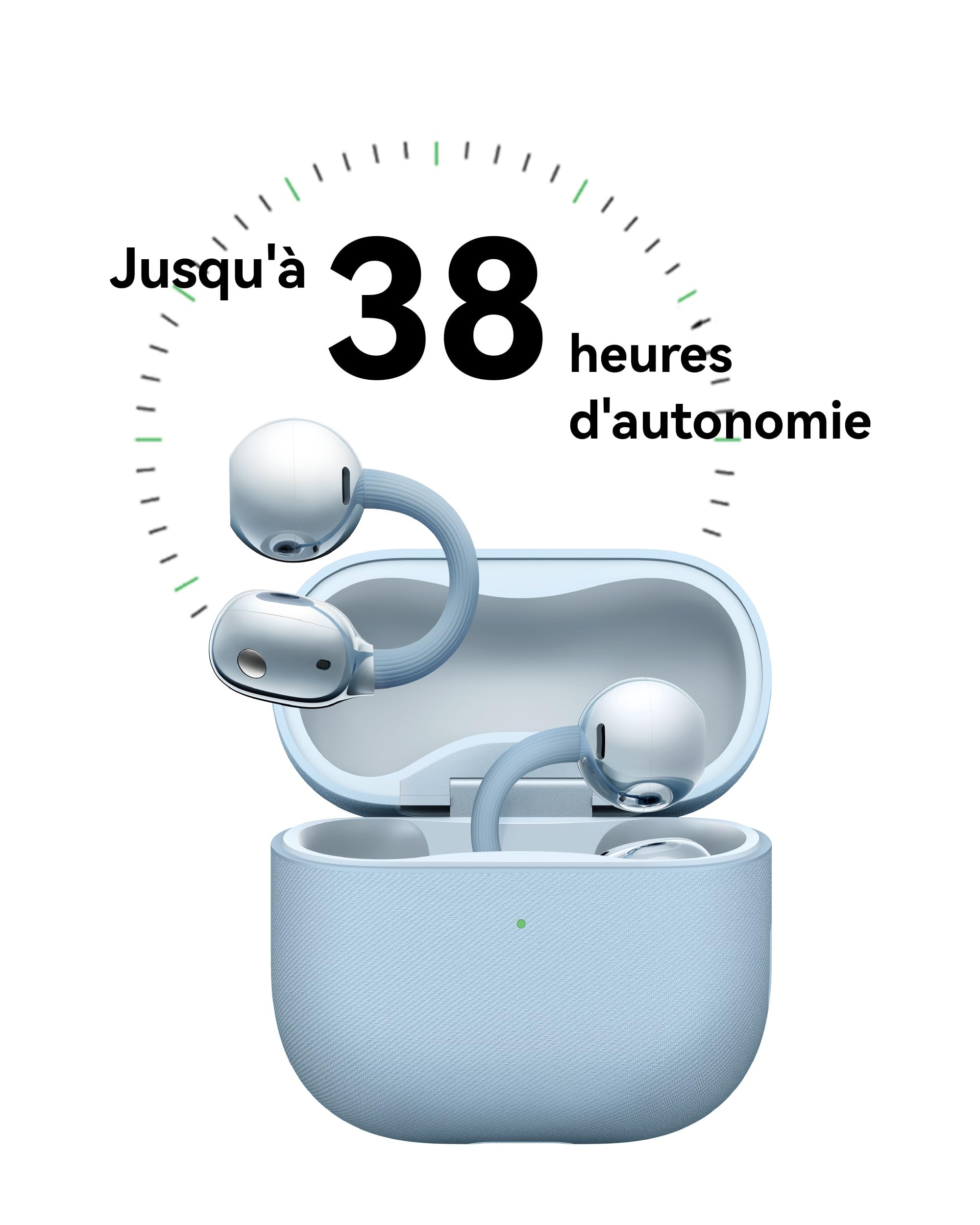HUAWEI FreeClip 2 écouteurs Confortables sans Fil, Bluetooth, Écoute Ouverte adaptative, Appels d'une clarté cristalline, 38h Heures d'autonomie, iOS & Android, IP57, Noir, Garantie de 30 Mois