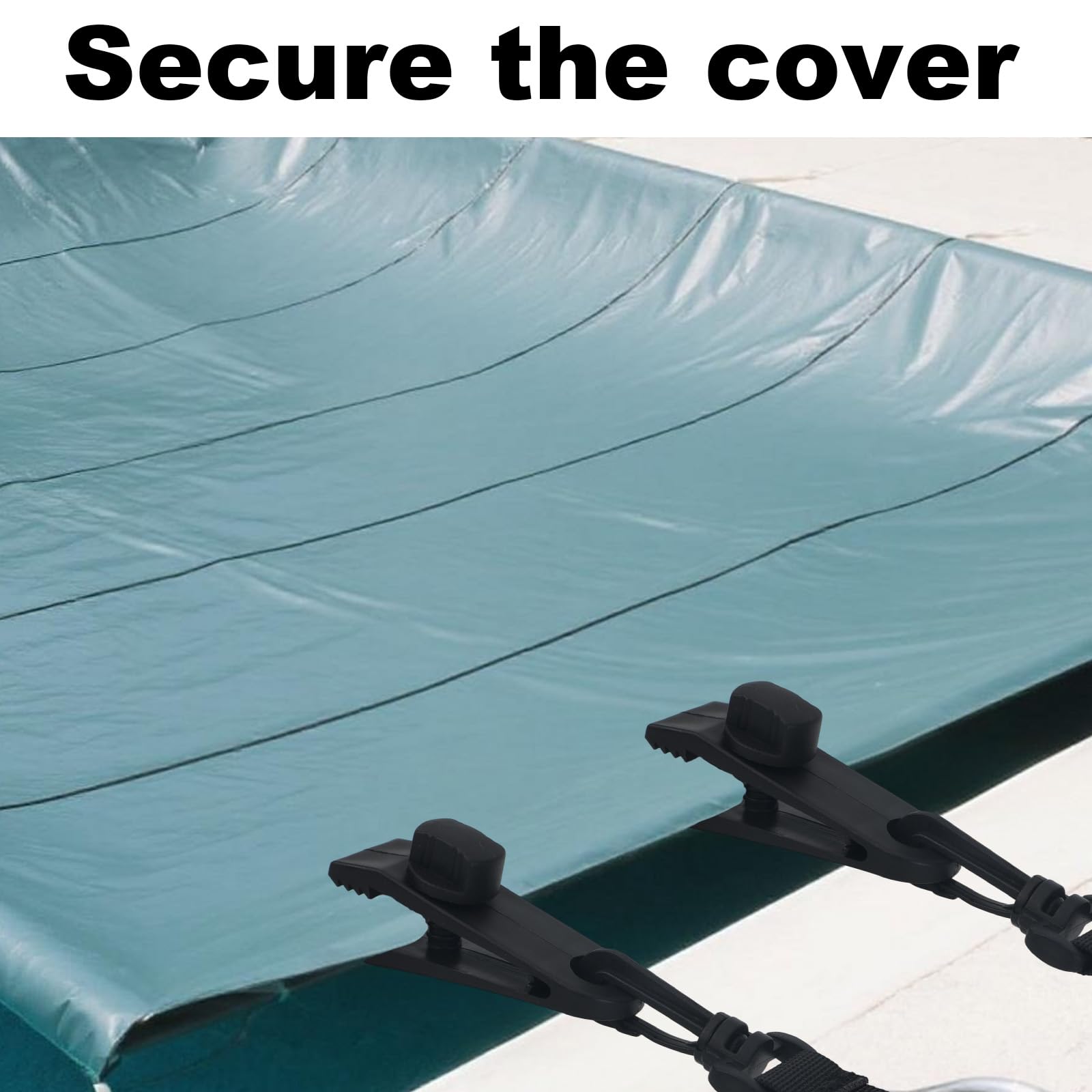 Tinoaly 24 Piezas Kit para Enrollar Cubiertas Solares Piscina, Correas para Manta Solar de Piscina Enterrada 8 Correas con Gancho Clips y 8 Cierres de Contacto