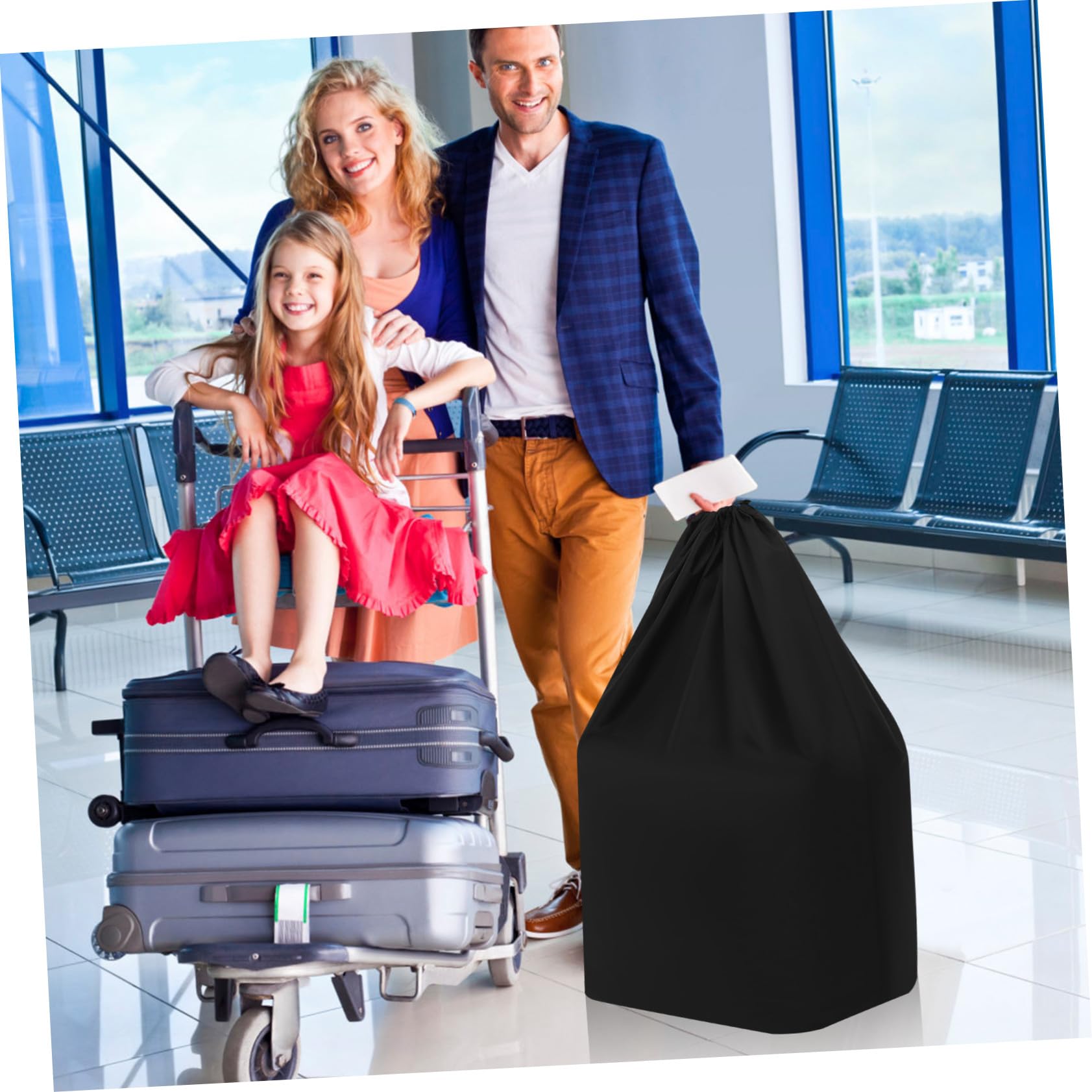 Totority Borsa per Passeggino da Viaggio per Aereo, Chiusura Cordino | Nylon Nero, Doppie Tracolle e Cuciture Rinforzate, per Gate Check e Trasporto Pratico in Viaggio