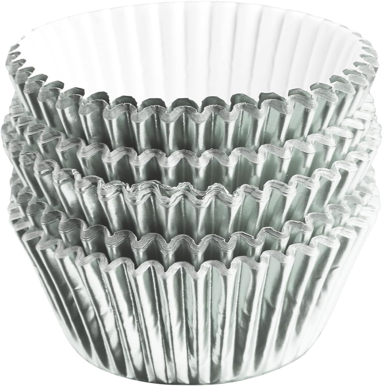 Cupcake Cases, 100Pcs Silver Foil Baking Cups - Large Muffin Liners & Petit Four Cases for Christmas, Parties, and Celebrations | Premium Cake Cases for Trays