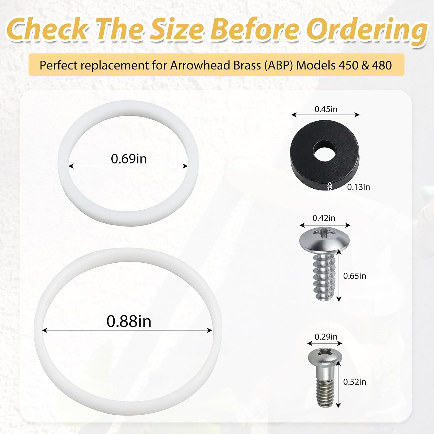 PK1000 Stem Seal Replacement Kit – Compatible with Arrowhead Brass Models 450&480 | Includes Seat Washer, Seat Screw, Nylon Washers, Handle Screw–for Outdoor Hose Bibb&Sink Faucet Repair kit