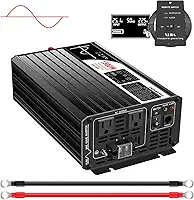 xijia 1500 W (Potência de Pico 3000 W) Onda Senoidal Pura Energia Solar DC 12 V Inversor AC 220 V 60 Hz Conversor Solar Para Uso Doméstico Carro DC12V (faixa 10V-15V) 1500W Preto