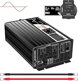 xijia 1500 W (Potência de Pico 3000 W) Onda Senoidal Pura Energia Solar DC 12 V Inversor AC 220 V 60 Hz Conversor Solar Para Uso Doméstico Carro DC12V (faixa 10V-15V) 1500W Preto