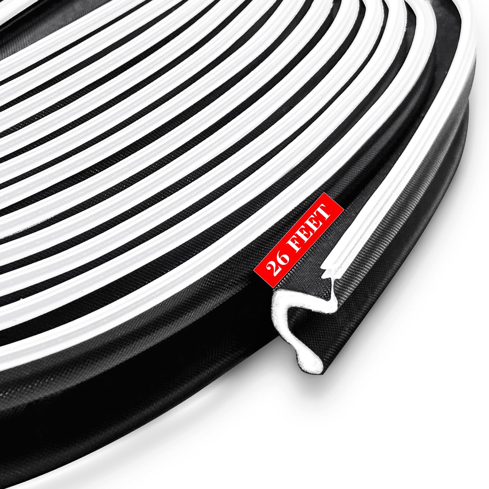 Extra Wide Weather Stripping Door Seal, Black Kerf Weatherstripping for Door Frame, Extra Thick Exterior Weatherstrip for Large Gap, V-Shaped Door Insulation Strip Replacement - 26Ft