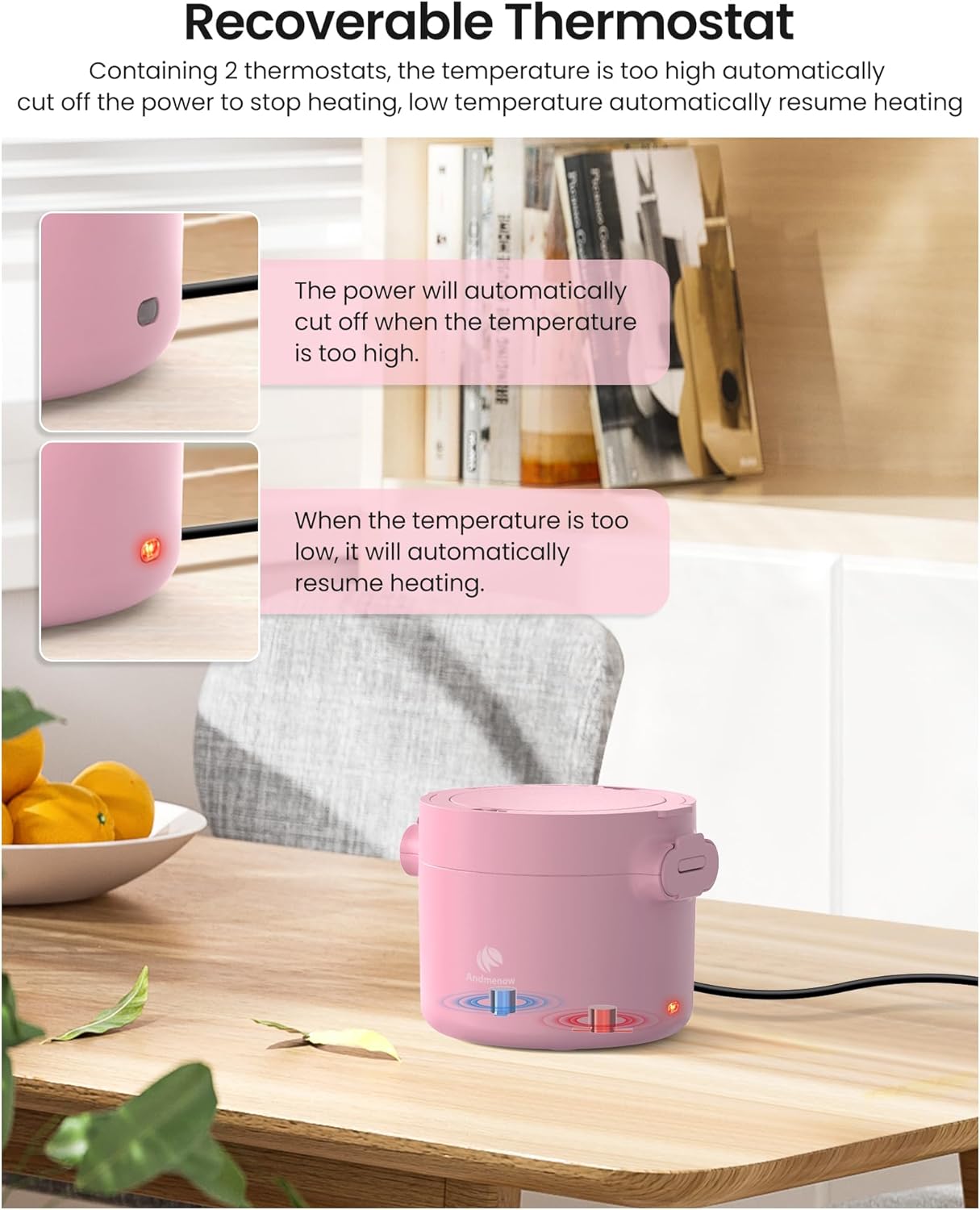 Portable Electric Lunch Box, 33 Ounce Food Warmer Cooker,12/24/110V Upgraded Heated Lunch Box for Car/Truck/Office Ideal Men & Women's Gifts,Warming Soup,Meal,Spill-Free,100W (Pink)