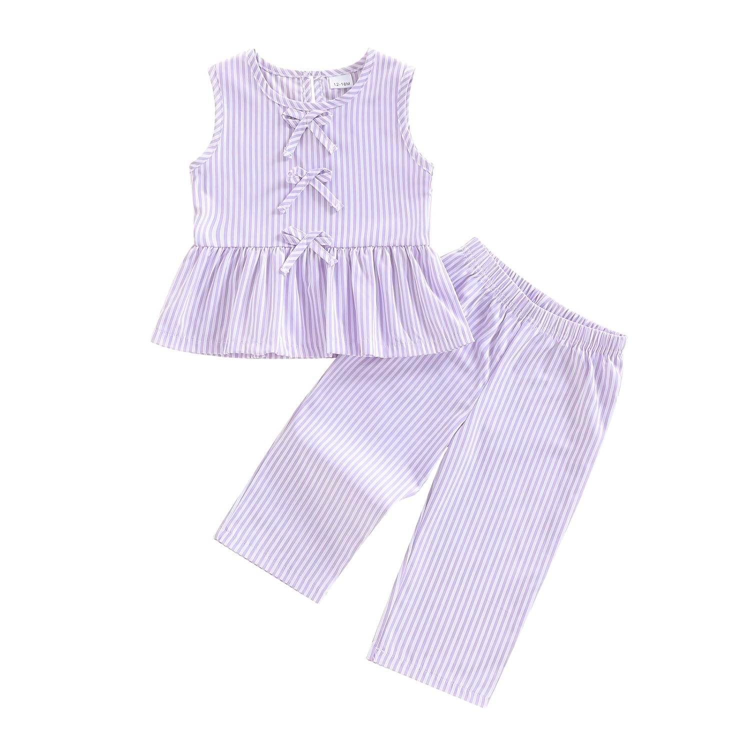 Kupretty Toddler Girl Clothes Baby Summer Outfits Gingham Ruffle Sleeveless Vest Shirt Tank Tops Pants Set 1T 2T