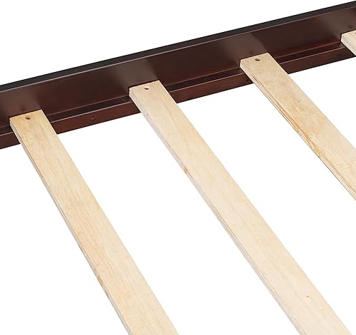 Miniatura 25 de Harper & Bright Designs Cama con dosel de tamaño Queen con cabecera y soporte de listones, cama de plataforma con tapicería de lino con marco de