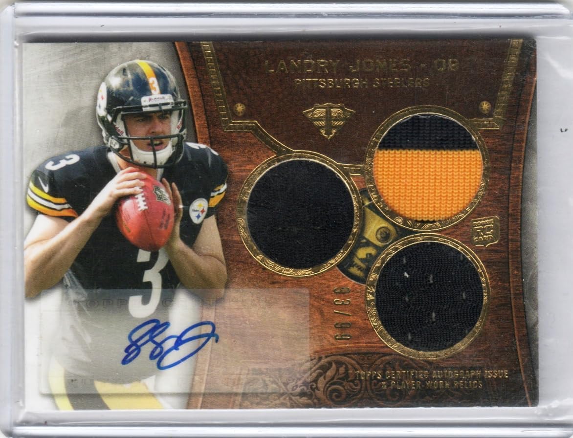 Landry Jones Autographed Serial Numbered #93/99 Triple Threads Rookie Autograph Game Used Jersey Memorabilia Parallel Collectible Football Card - 2013 Topps Triple Threads Football Card #120 (Steelers)