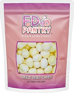 Freeze Dried Buttered Popcorn Candy - Freeze Dried Salt Water Taffy Treats (Buttered Popcorn 2.75 oz)
