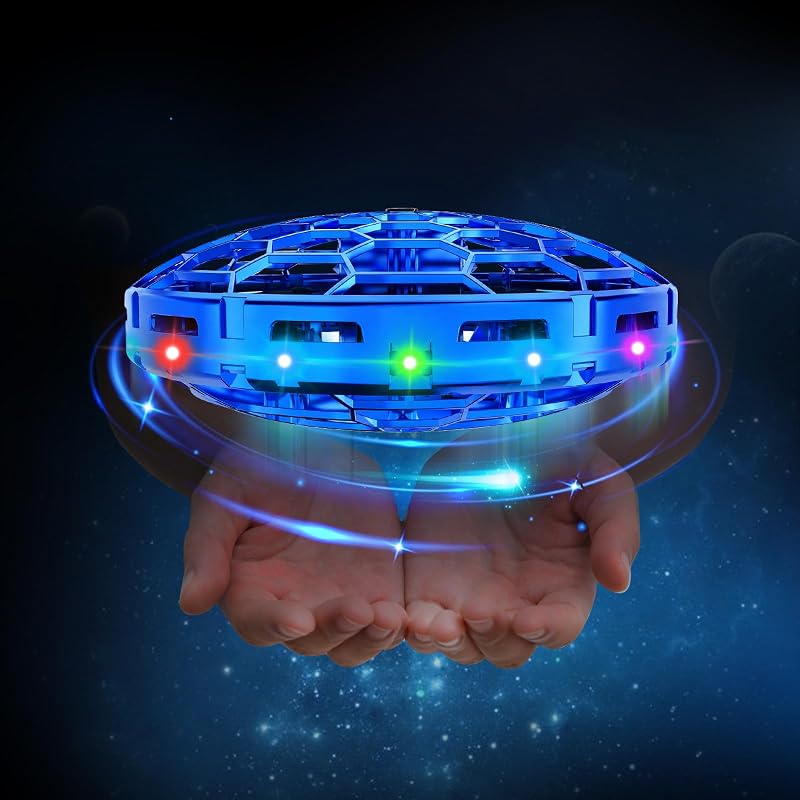 Drone de juguete volador para niños, 360° manos libres sensores de movimiento mini drone con luz LED, fácil interior pequeño OVNI helicóptero juguetes Flying Ball Drone Cool Toys regalo para niños de 6 7 8 9 10+ años de edad, niñas y adolescentes