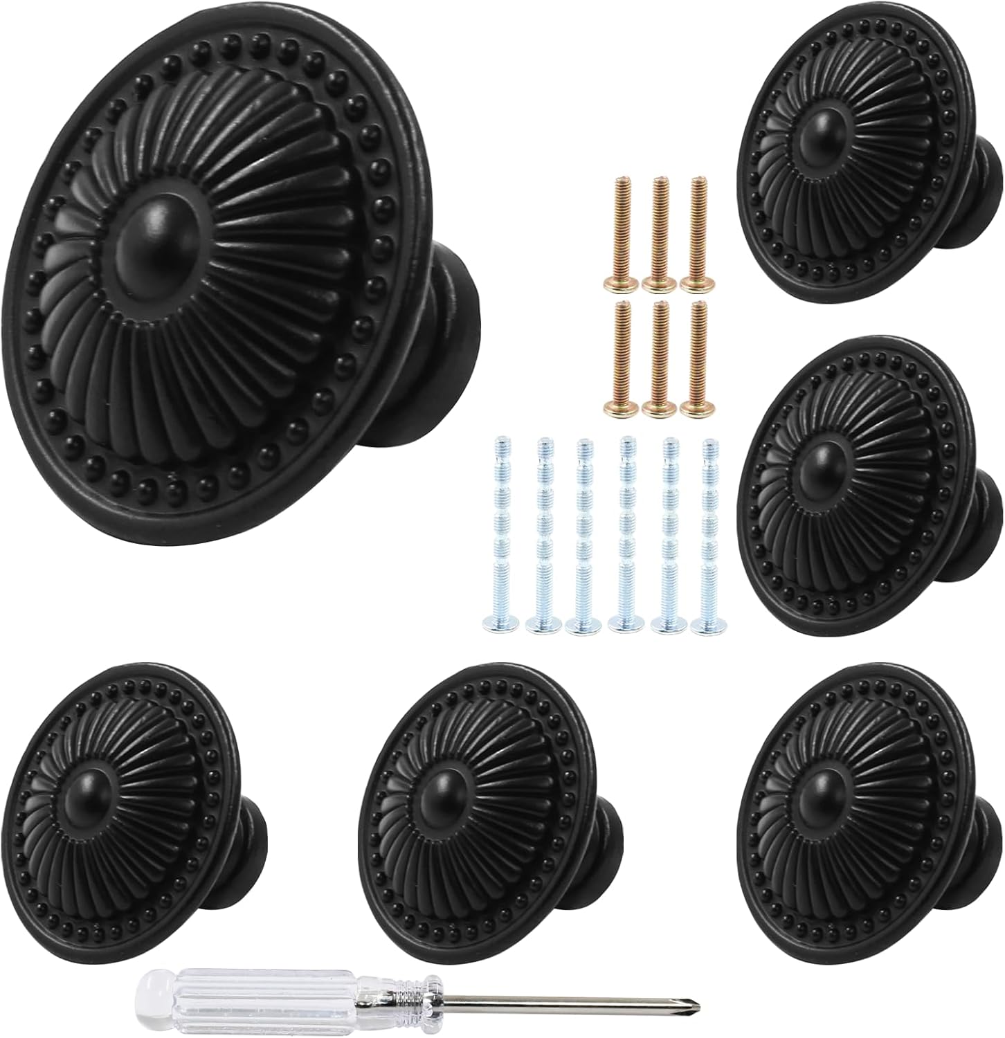 Biaungdo 6 Pack Vintage Black Kitchen Cabinet Knobs, Zinc Alloy Cabinet and Drawer Knobs Dresser ...