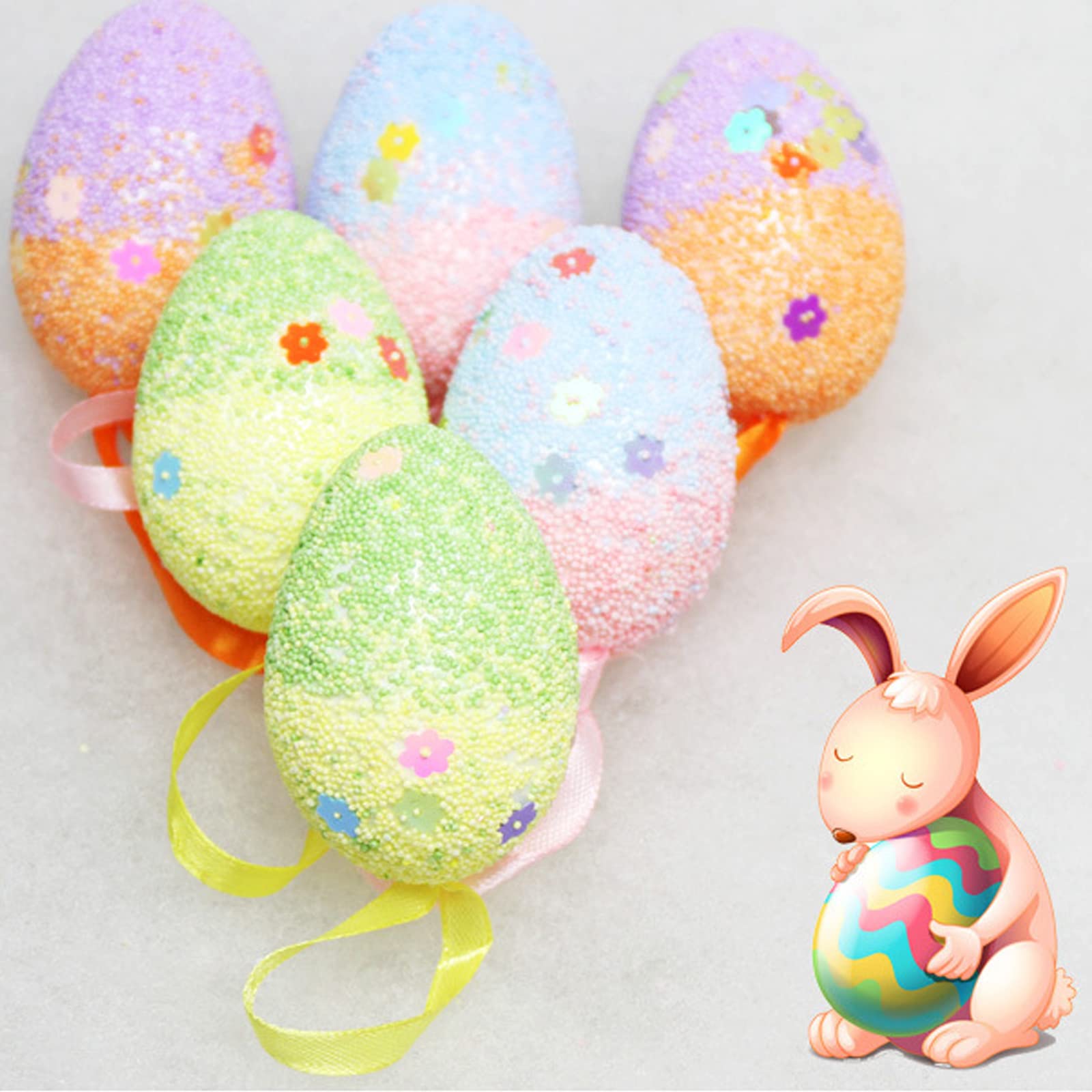 Decorazione di grandi uova di Pasqua floccate, decorazione di Pasqua viola floreale, decorazione di uova di Pasqua da 9 pollici - Italia