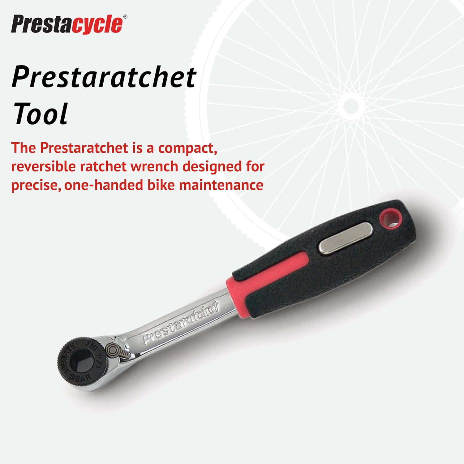 Prestacycle Prestaratchet Bicycle Pro Tool – Compact Reversible Ratchet with Quick-Disc Thumb Wheel, Compatible with 1/4" Hex Bits, Bicycles, Lightweight & Durable Wrench for Precision Work