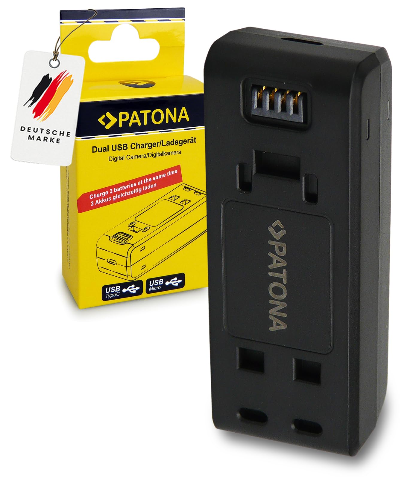 Patona - Caricatore compatibile con batteria Insta IS360RB per Insta360 One R - Insta360 One RS (ingresso micro USB e USB-C)