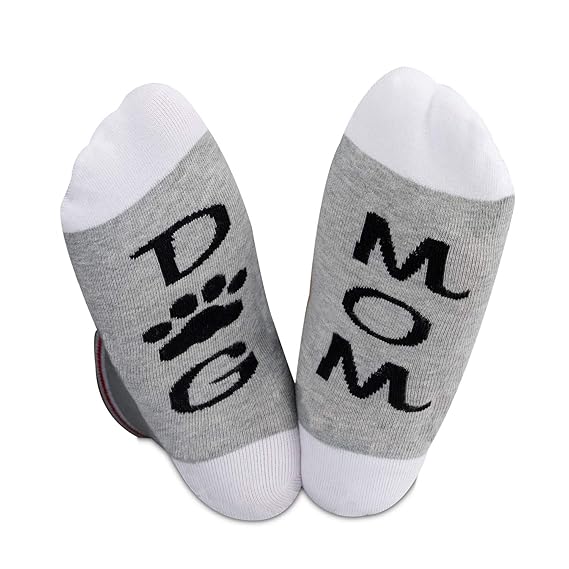 POFULL 2 Pairs Dog Lover Gift Dog Mom Socks Cute Puppy Paw Print Christmas Gift