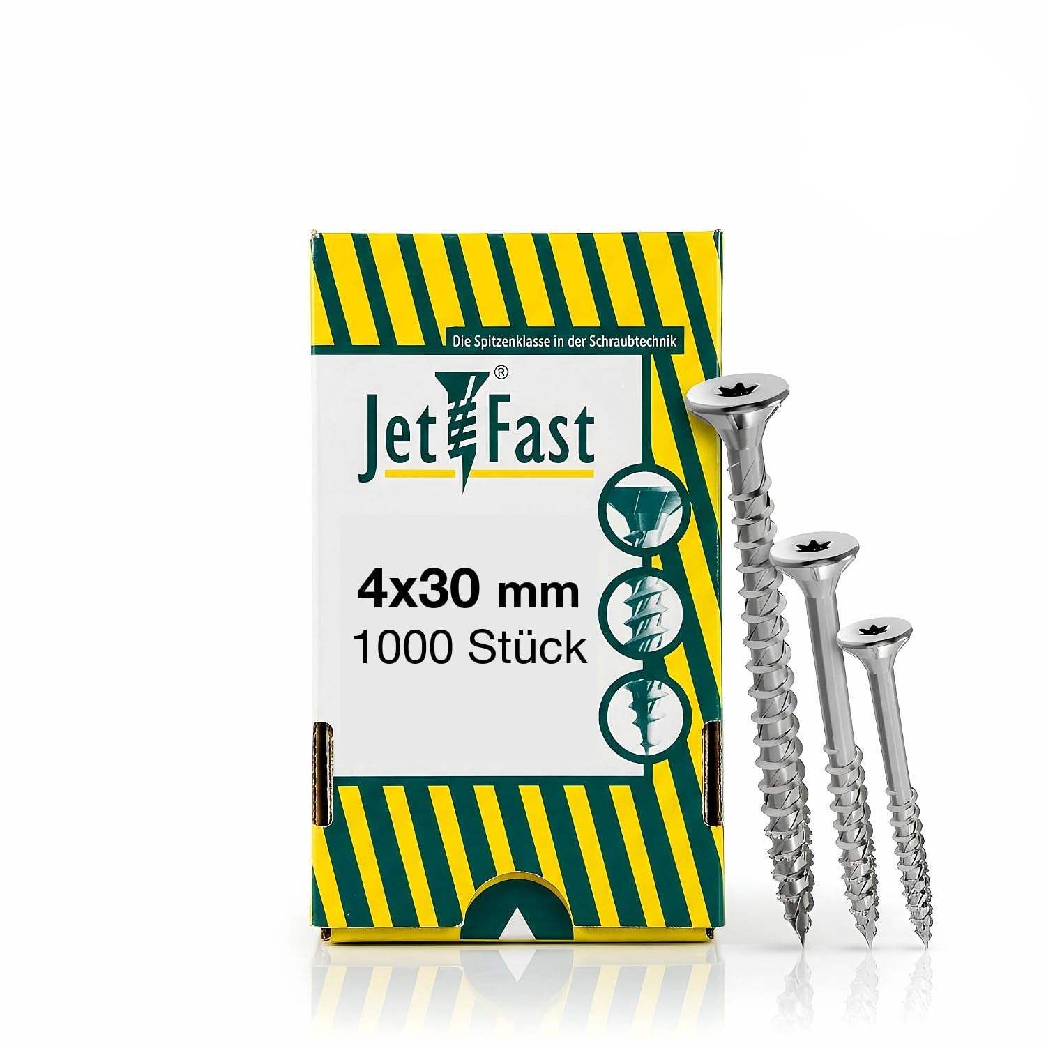 Jet-Fast Tornillos universales premium de 5,0 x 120 mm, 100 unidades, doble cabeza avellanada, eje parcial TX, azul galvanizado, tornillos para madera, tornillos para aglomerado, punta cortada, calidad alemana