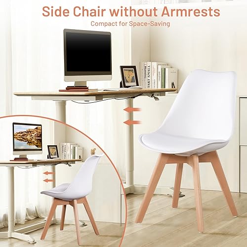 Miniatura 8 de Juego de 6 sillas de comedor, sillas laterales tapizadas sin brazos y respaldo medio de piel sintética acolchada para comedor, cocina, sala de