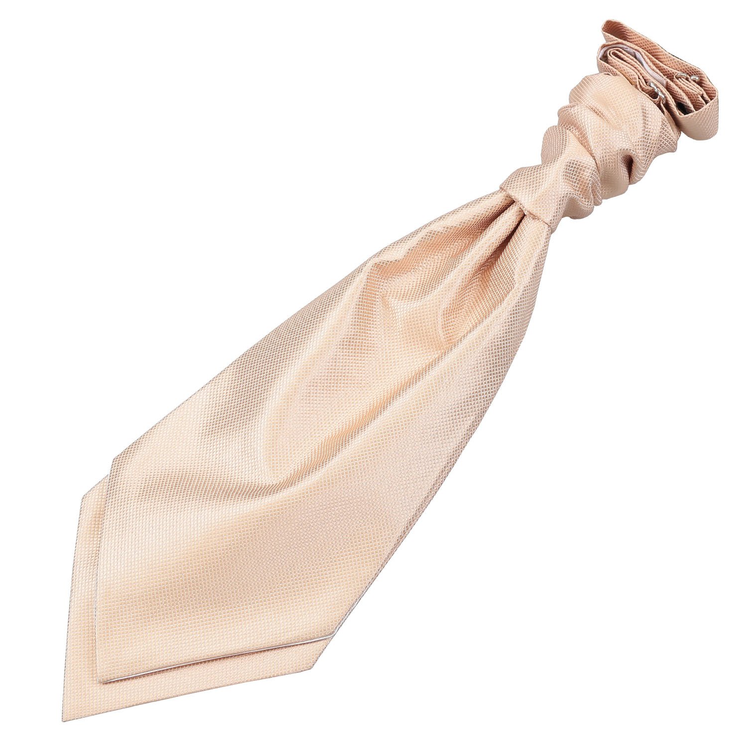 DQT Boys Solid Check Pre-Tied Scrunchie Cravat - Wedding Pageboy Formal - Champagne