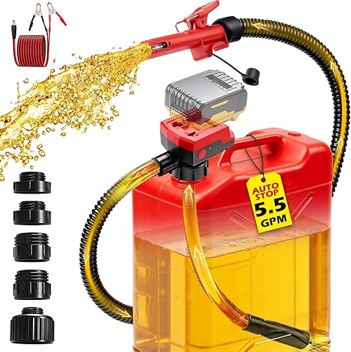 5.5 GPM Cordless Fuel Transfer Pump with Auto Shut-Off & Beep Alert, 57"Hose & 5