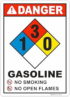 Brimar - 10" x 14" - NFPA Gasoline 1-3-0 Sign - 3.5 Mil InfiniStick™ Vinyl Label - Hazard Warning - Easy Installation