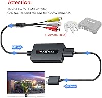 Vista 4 de Convertidor de cable RCA a HDMI hembra con cables HDMI y RCA, convertidor compuesto AV a HDMI CVBS, interruptor de salida Full HD 720P/1080P