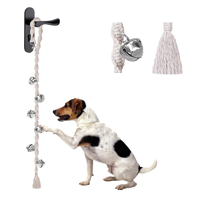 Campainha para Cães com Sino Metálico e Corda Artesanal GINIDEAR, Beige