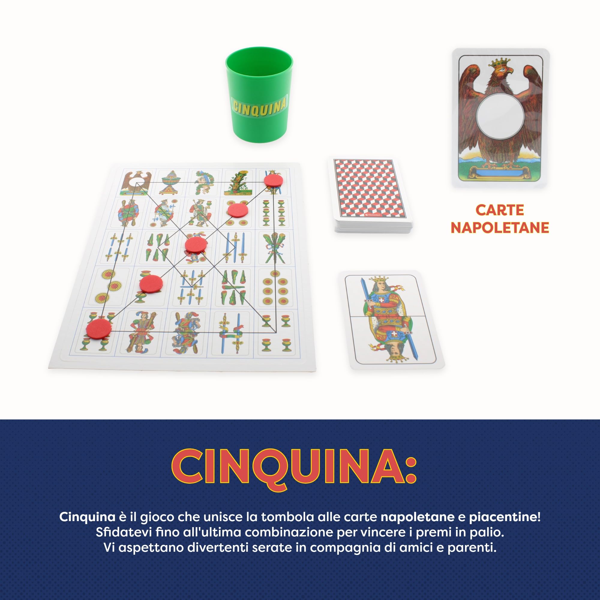 Clementoni CINQUINA, Board Game with Neapolitan and Piacento Cards Included, 2-10 Players, Age 6-99 Years - Image 2
