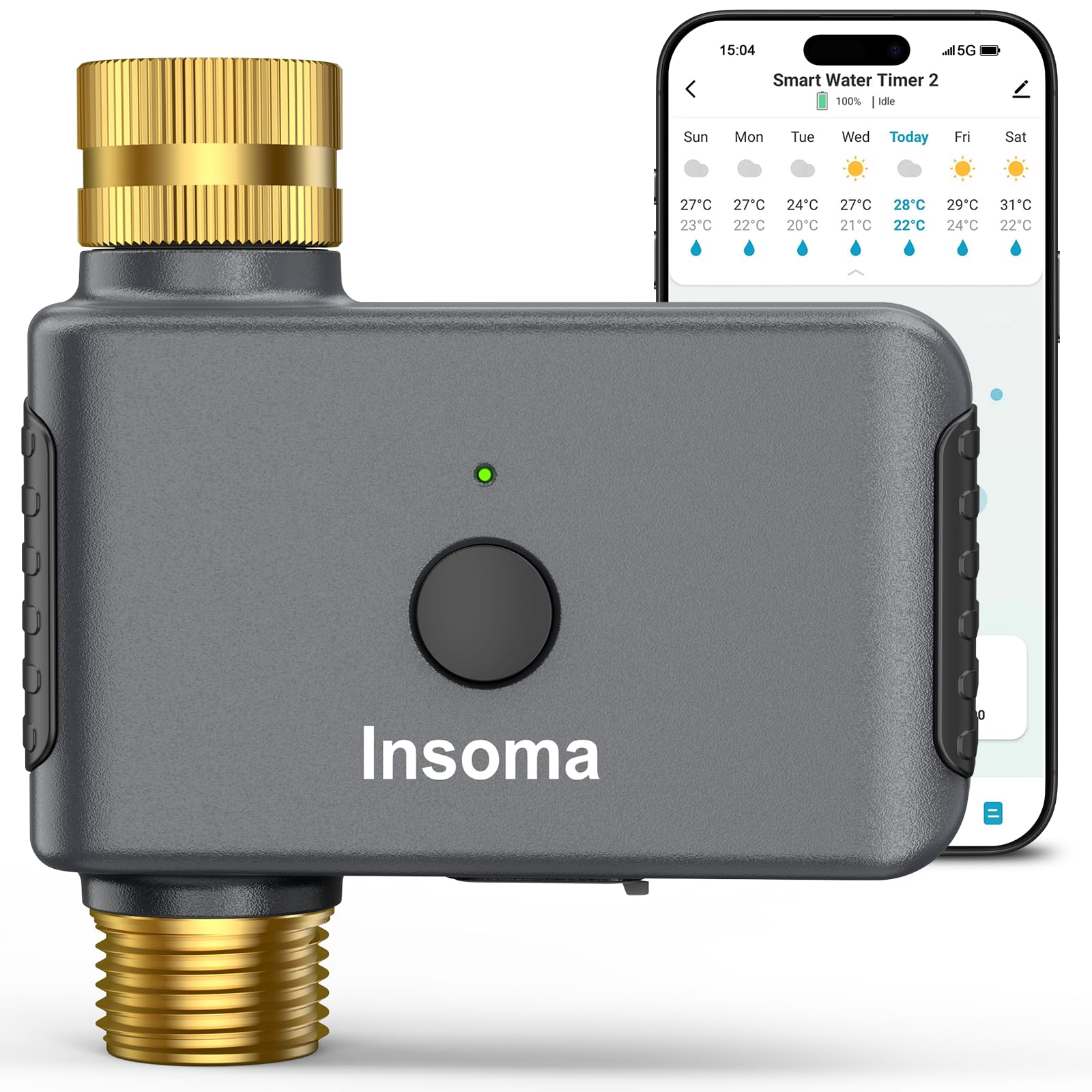 Insoma WiFi Water Timer for Garden Hose Brass Inlet