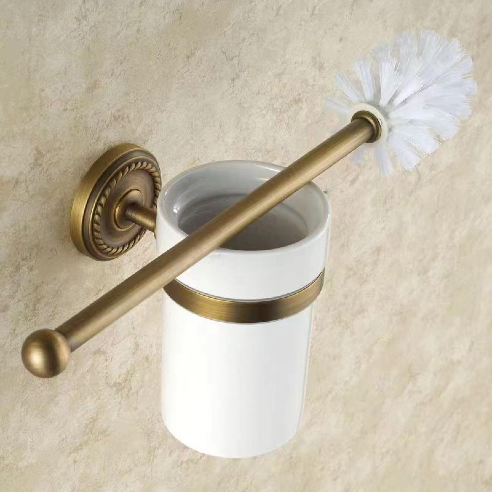 FGXHHS All Copper European Style Antique Towel Rack Twist Bath Bathroom Hardware Pendant Shelf Toilet Set, Cup