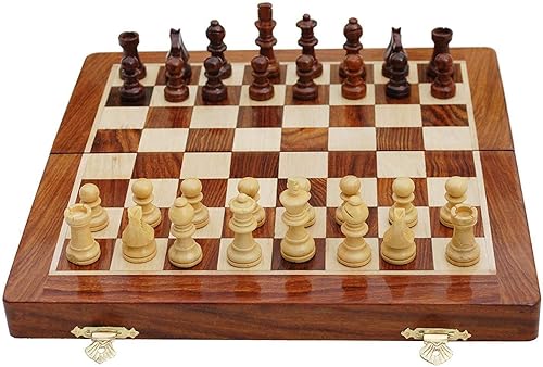 BCBESTCHESS Tablero de ajedrez plegable magnético hecho a mano con reinas adicionales y almacenamiento para ajedrez 16 x 16 pulgadas