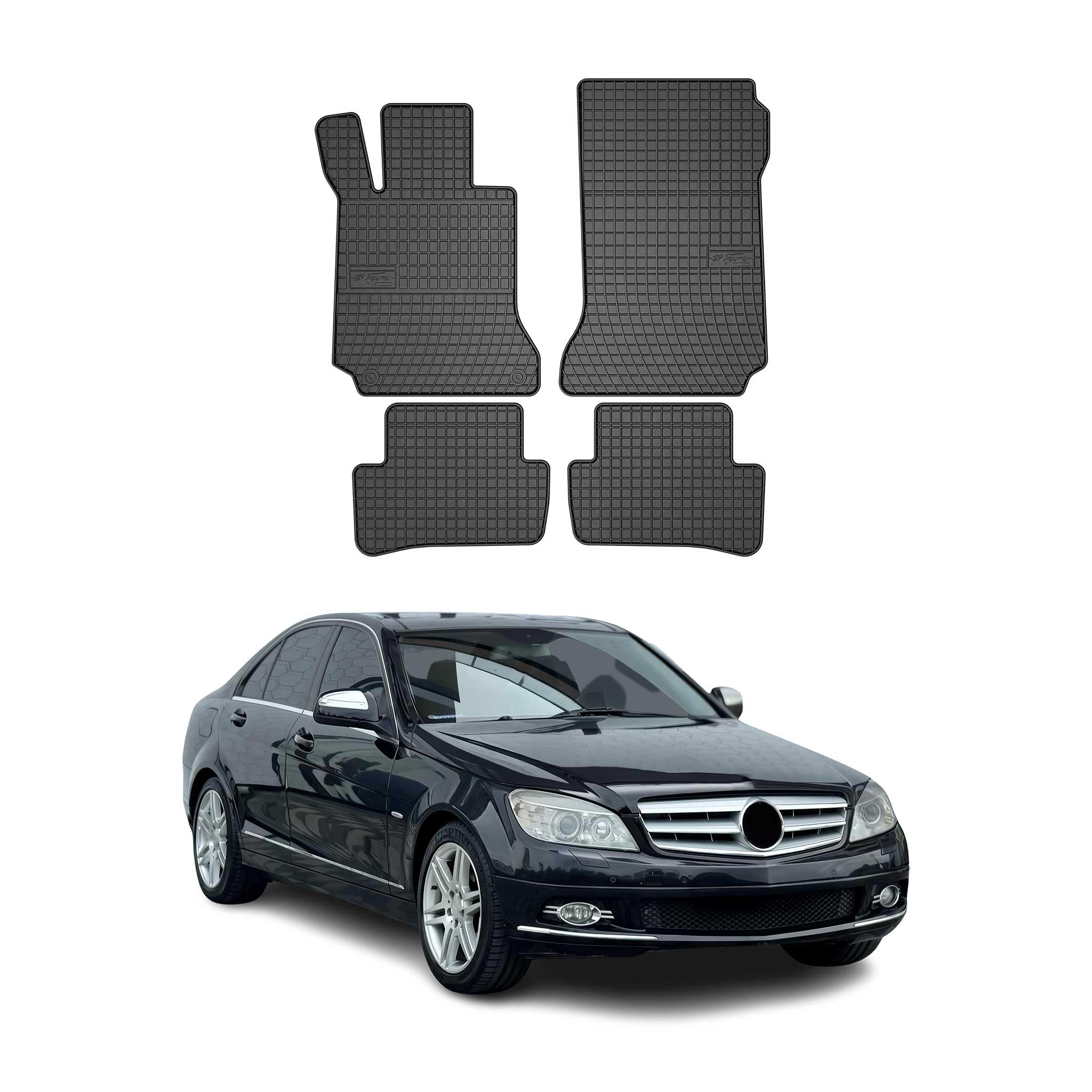 OMAC Fußmatten für Mercedes C Klasse W204 2007-2014 Gummi 4X Schwarz