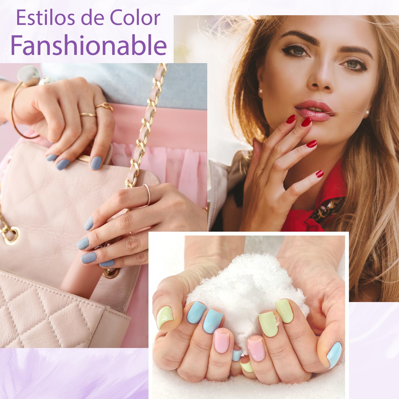 Phoenixy Kit Uñas Semipermanentes con Lampara Uñas Semipermanentes, 24Pcs 72 Efectos Uñas Kit Completo con Brillo Mate Glitter Top Coat, Kit Manicura Semipermanente de Regalo