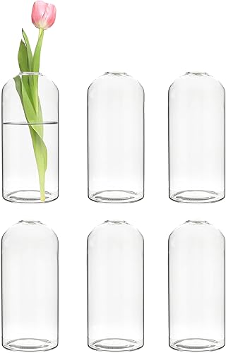 Miniatura 7 de CYS EXCEL Juego de 6 jarrones de cristal pequeños, pequeños jarrones de flores transparentes para centros de mesa de boda, decoración de mesa,