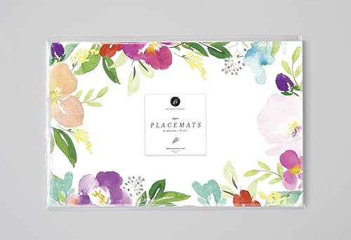 Miniatura 3 de DB Party Studio - Manteles individuales de papel, 25 unidades, desechables, fáciles de limpiar, para fiestas, hermosas flores tropicales, cocina,